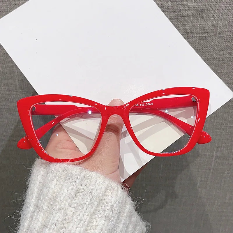Women's Cat Eye Anti-Blue Light Glasses - Retro Flat Lens Prescription Compatible