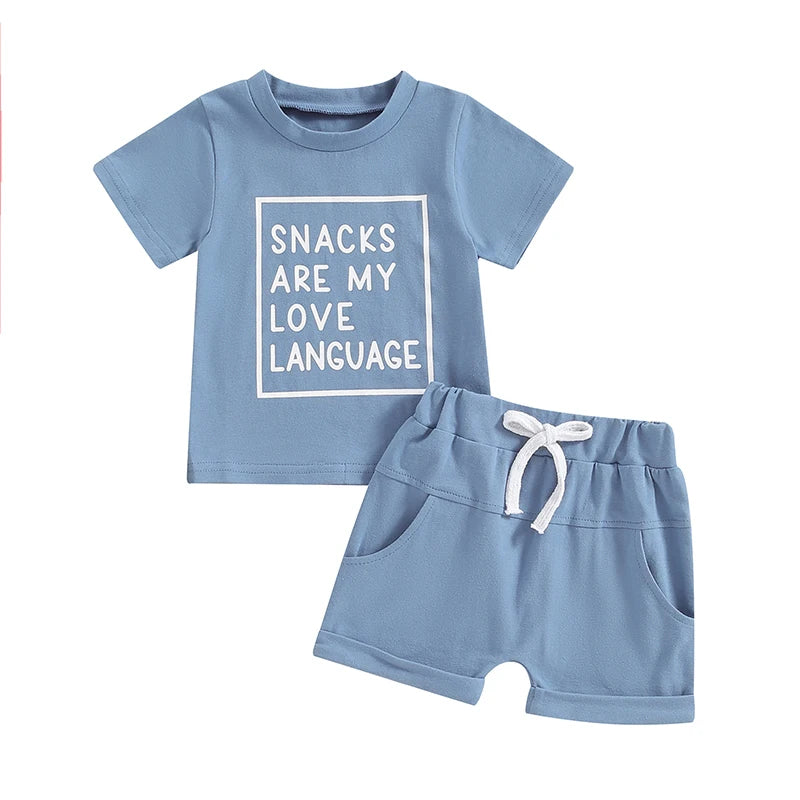 Summer Baby Boys Casual Letter Print Outfit Set - 2-Piece T-Shirt & Shorts (0-3Y)
