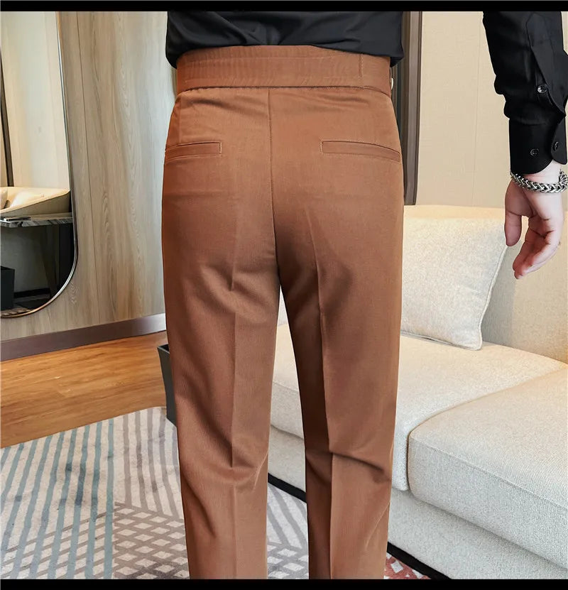 Men's British Style Slim Fit Smart Casual Trousers