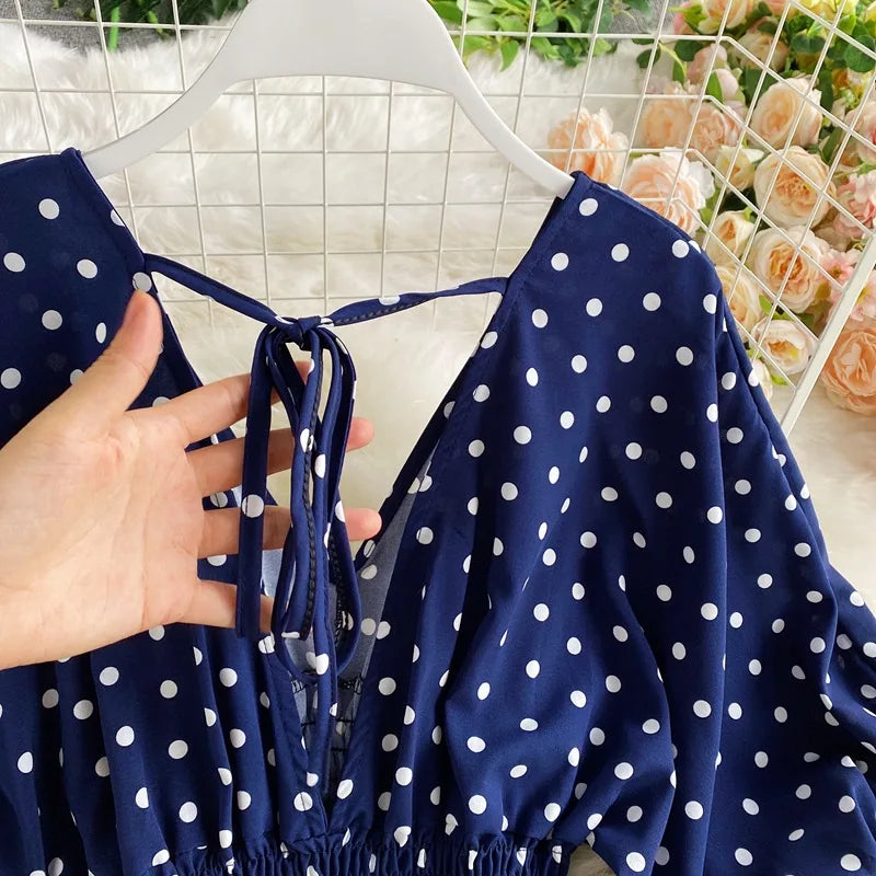 Women's V-Neck Floral Print Jumpsuit - Dolman Sleeves Wide Leg Trousers