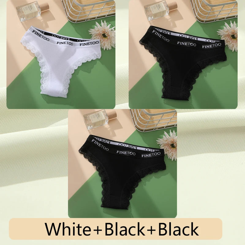 Women's Cotton Lace Low Waist Underwear Thongs G-String Lingerie