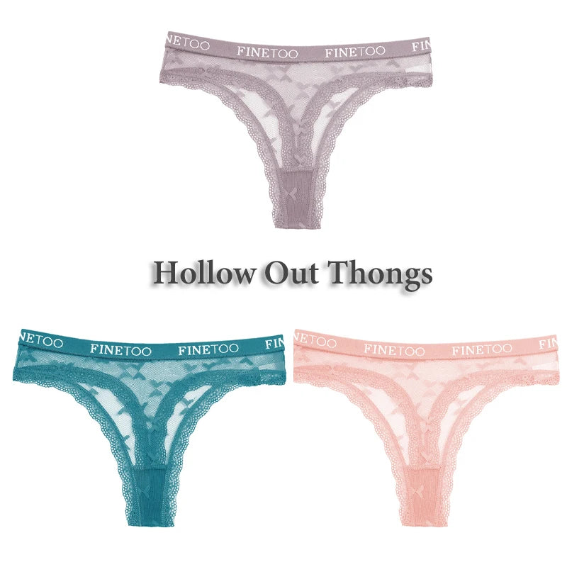 Women's Lace Thong Lingerie 3-Pack