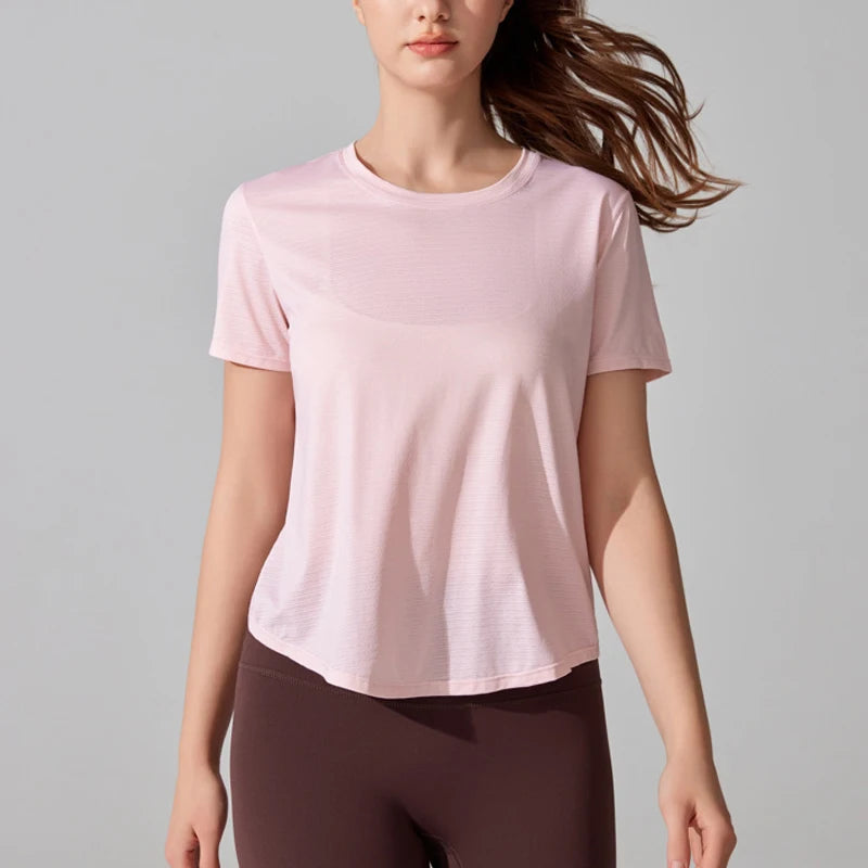Women's Loose Fit Yoga T-Shirt - Quick Dry Athletic Top for Running & Gym