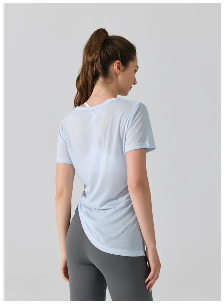 Women's Short Sleeve Yoga T-Shirt - Breathable Quick Dry Workout Top
