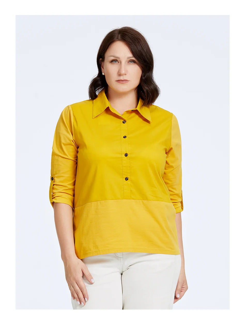 Women's Blouses Elegant Lapel Stitching Plus Size Shirt