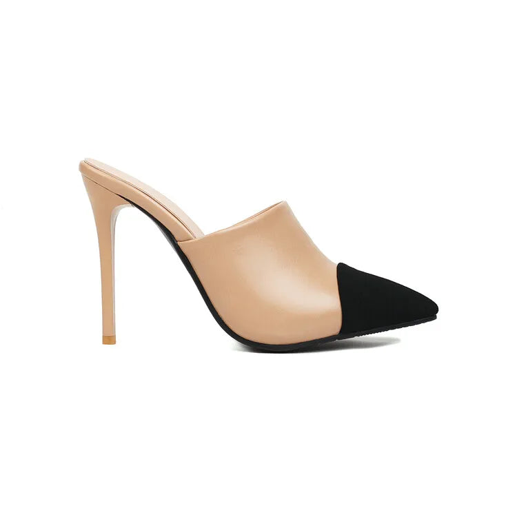Women's Matte Leather Slipper High Heels