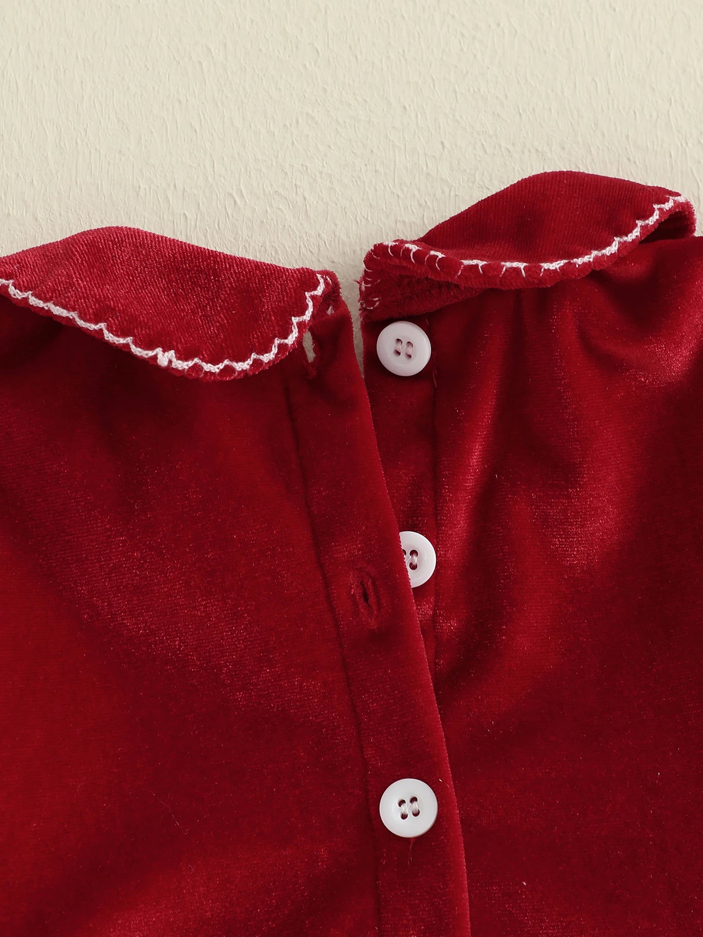 Lovely Kids Girls Christmas Velvet Dress - Xmas Tree Embroidery Doll Collar A-Line (0-4Y)