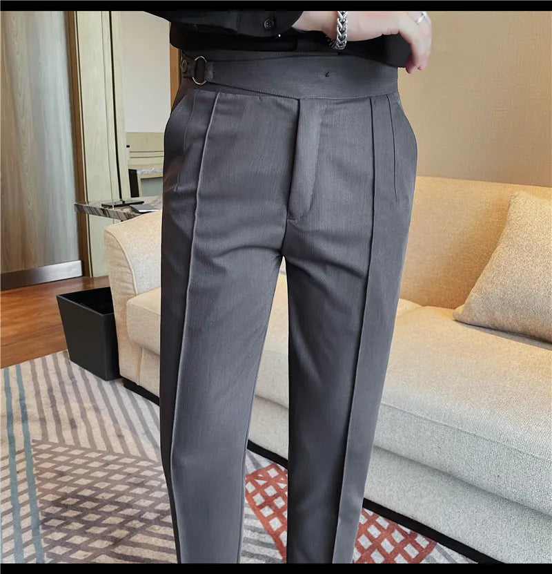Men's British Style Slim Fit Smart Casual Trousers