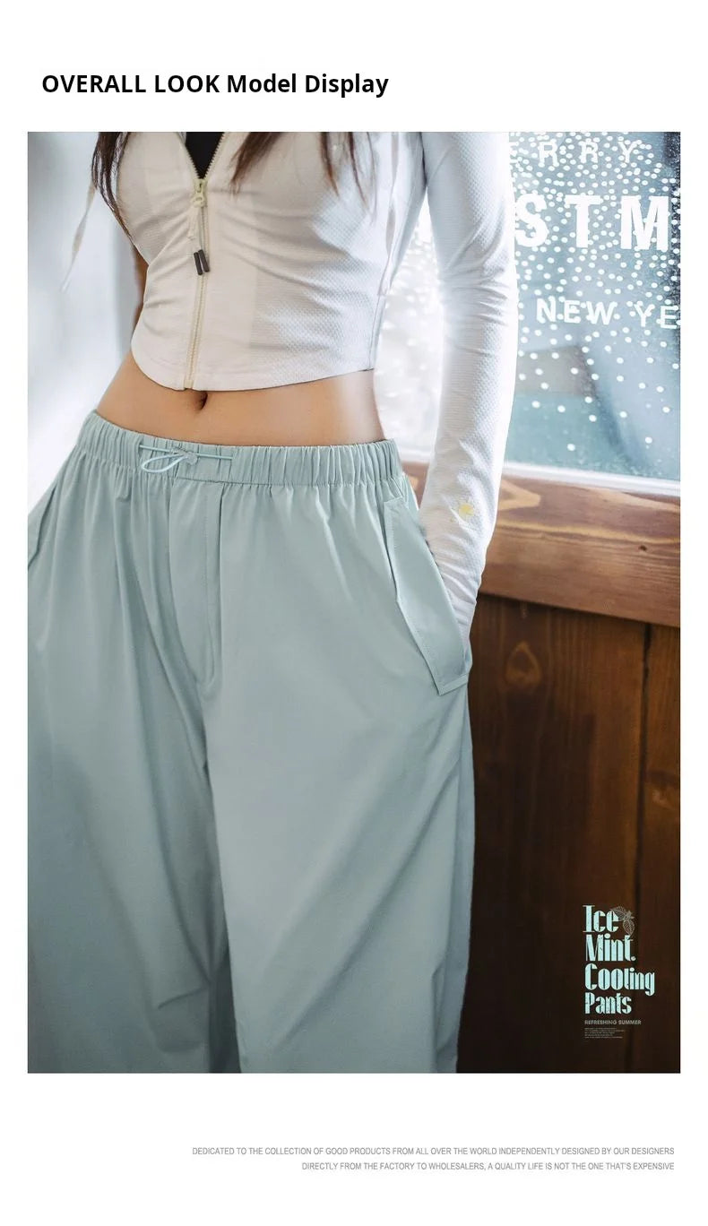 Women's Cool-Touch Parachute Pants - Lightweight Cargo Joggers
