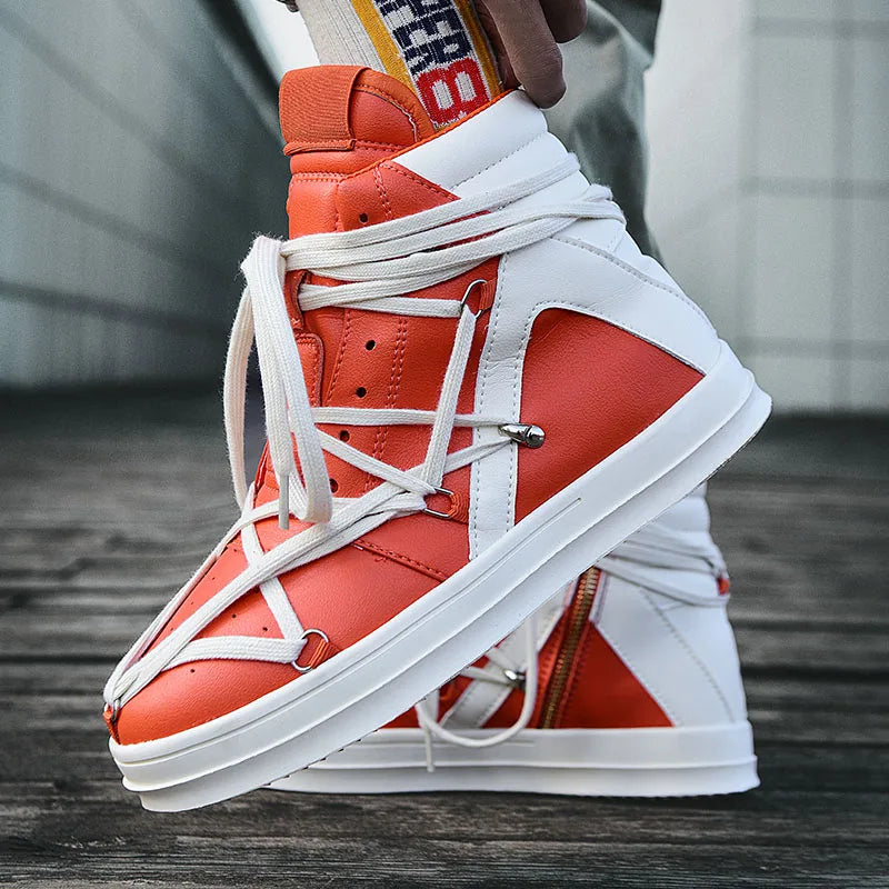 Men's Casual High-top Sports Strap Design Sneakers
