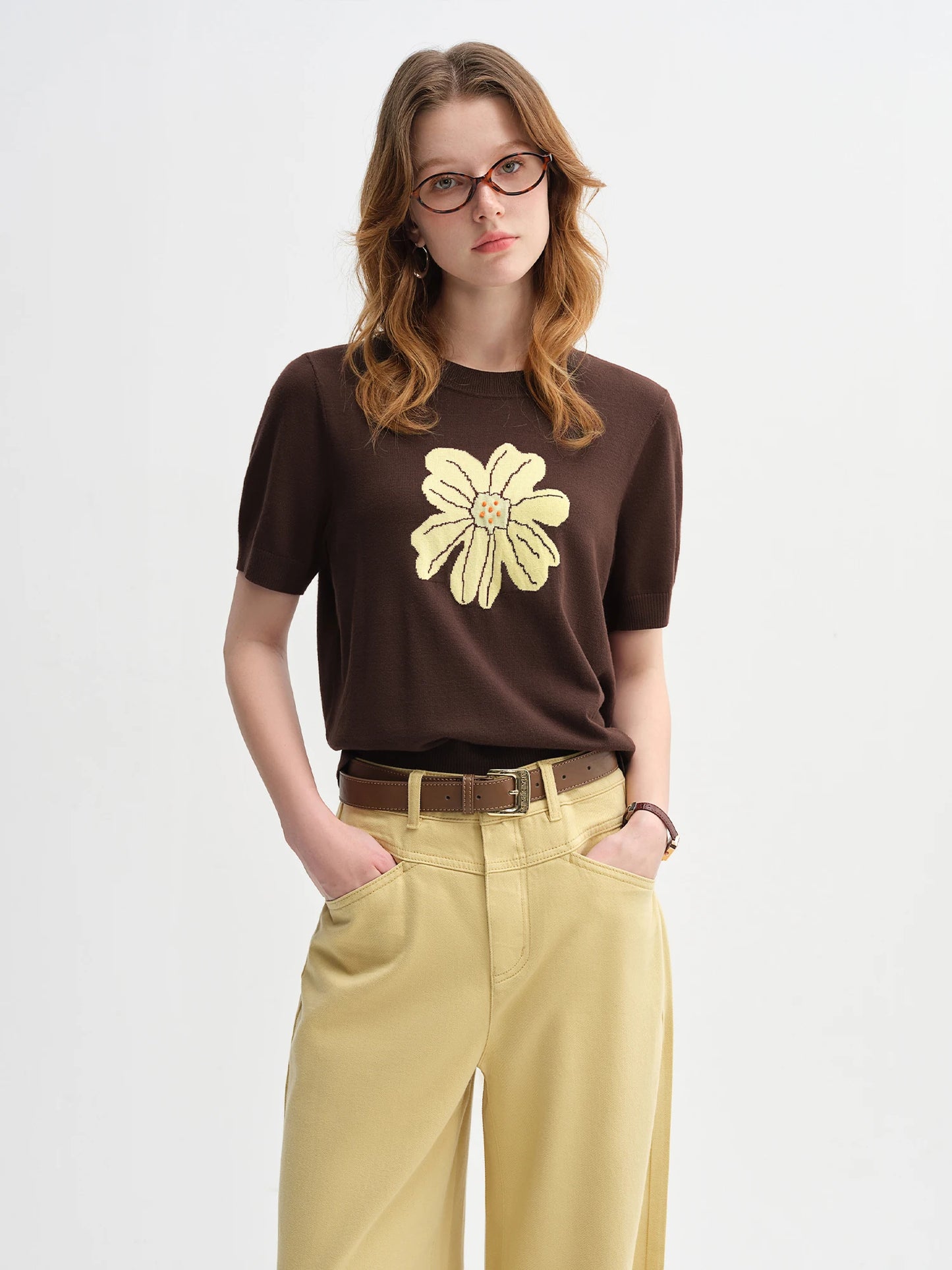 Women's Autumn Clothing Set - Long Sleeve Shirt & A-Line Skirt