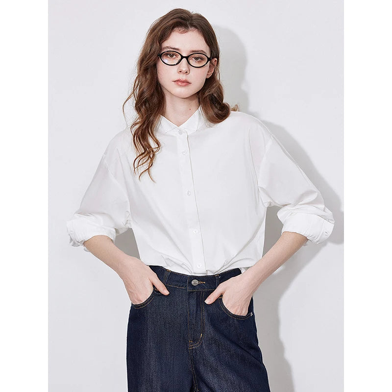 Women's Blouse Stand Collar Single Breasted Button  Shirt