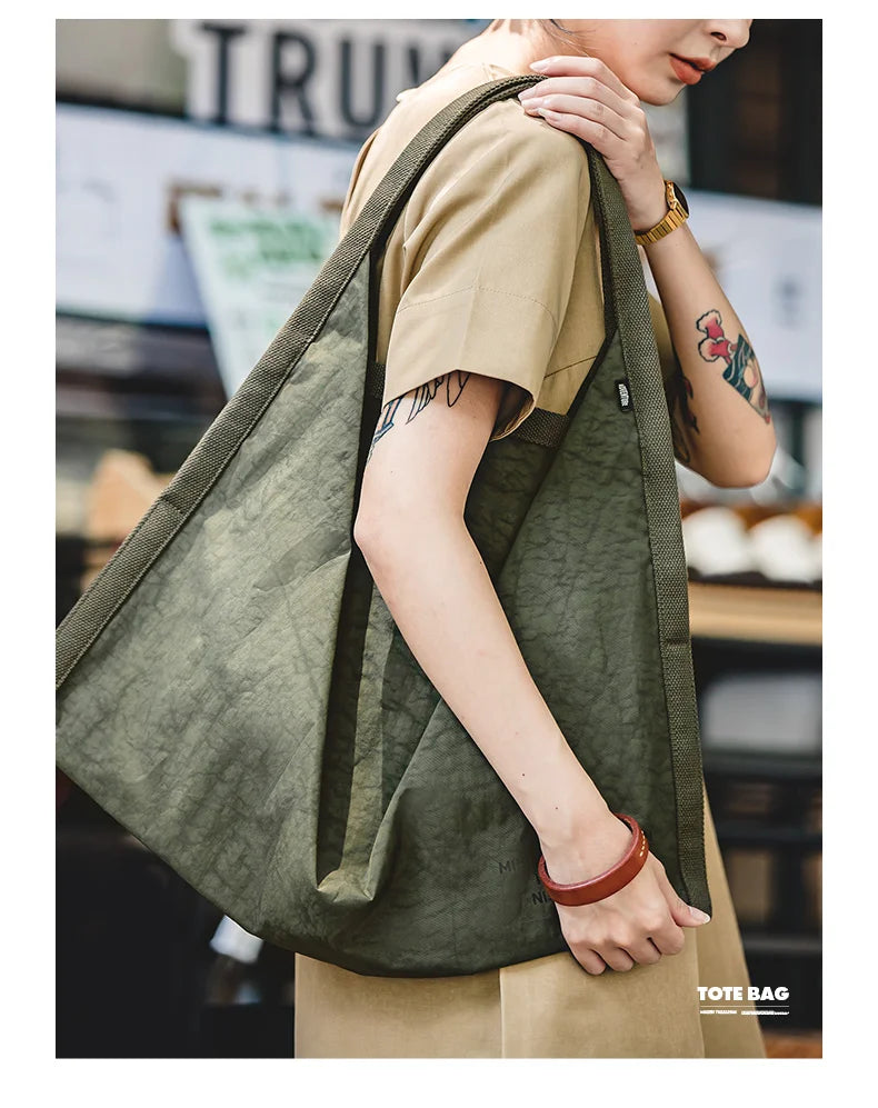 Women's Vintage Nylon Handbags Large Capacity Waterproof Shoulder Bag Retro Tote Bag