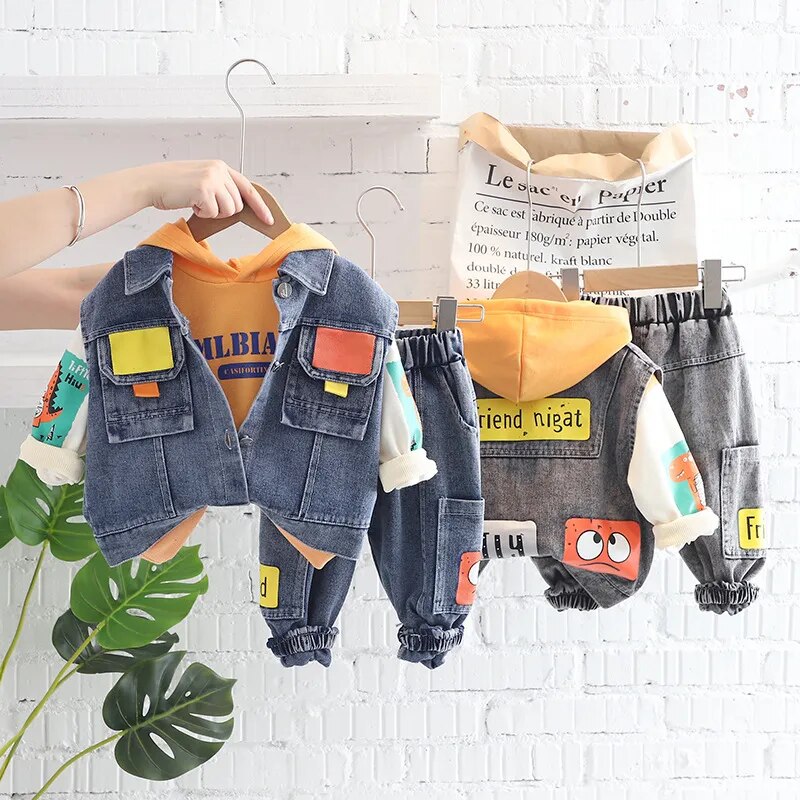 Boy's 3PCS Denim Jeans Set