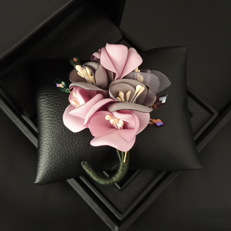 Elegant Fabric Flower Brooch Pin - Handmade Corsage for Women