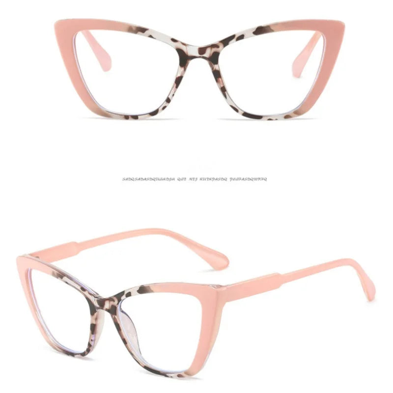 Women's Cat Eye Anti-Blue Light Glasses - Retro Flat Lens Prescription Compatible
