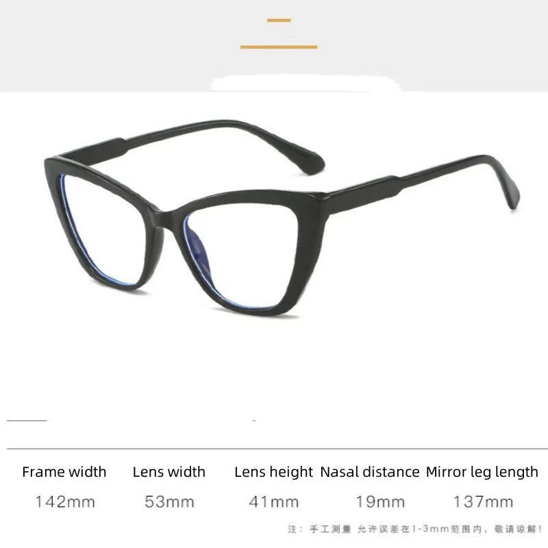 Women's Cat Eye Anti-Blue Light Glasses - Retro Flat Lens Prescription Compatible
