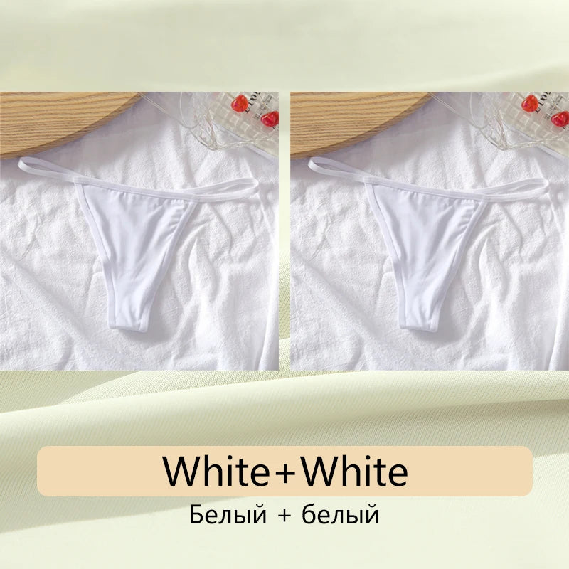 Women's Cotton Seamless Thong Set - Low Waist Comfort Underwear (2 Pack)