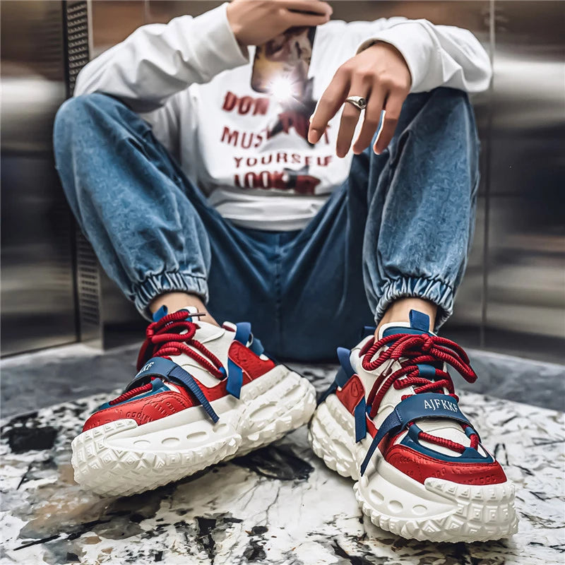 Men's Casual Platform Sports Shoes Lace Up Sneakers