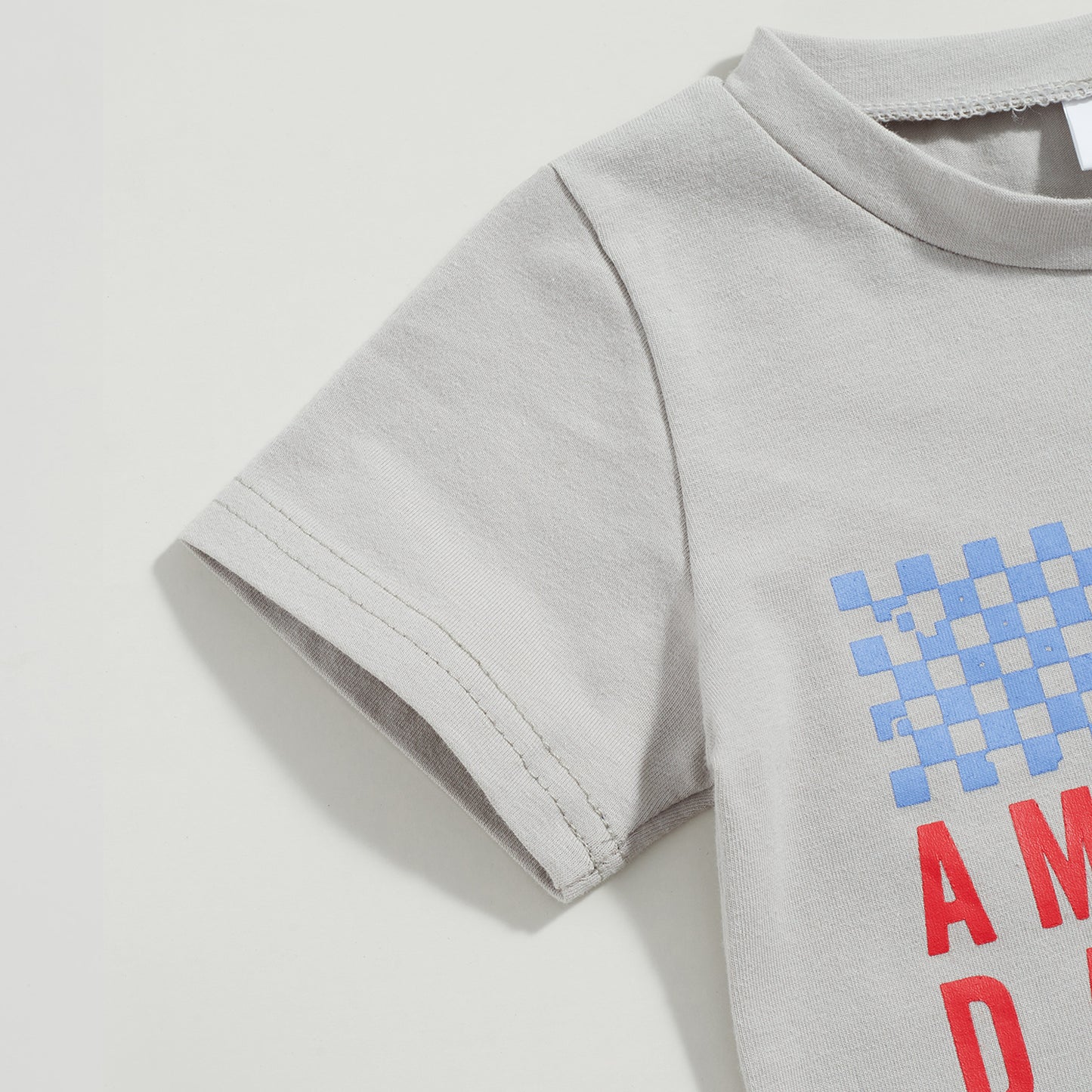 0-3Y American Baby Girls Boys Clothes Sets Letter Print Short Sleeve T-Shirts and Checkerboard Shorts 2Pcs