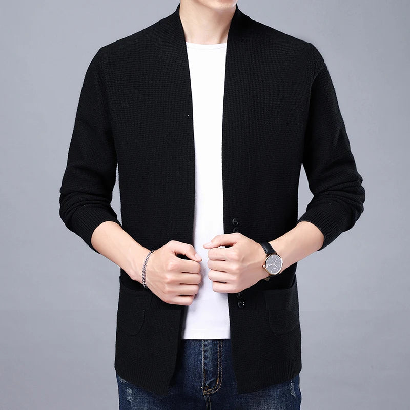 Men's V Neck Casual Knit Cardigan Sweater