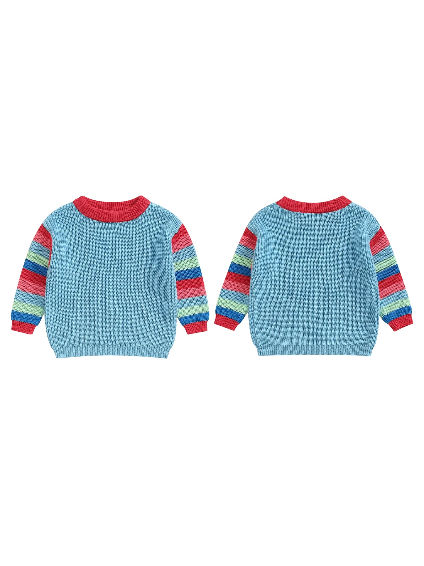 Baby Knit Sweater - Casual Colourful Striped Crew Neck Long Sleeve Pullover
