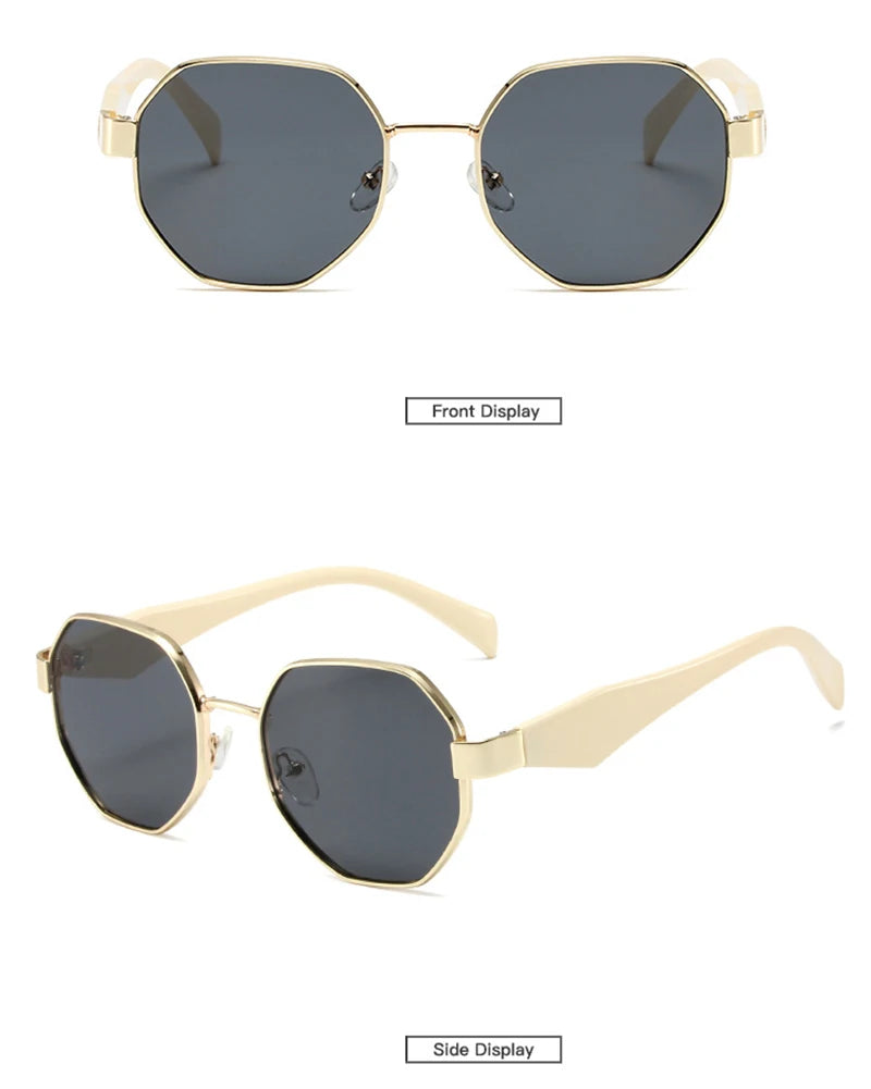 Trendy Polygonal Metal Frame Sunglasses - Women's Retro UV400 Protection
