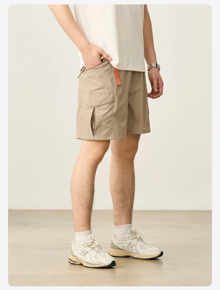 Men's Summer Oversize 145gsm Elastic Quick Dry Fabric Elastic Waist Cargo Shorts