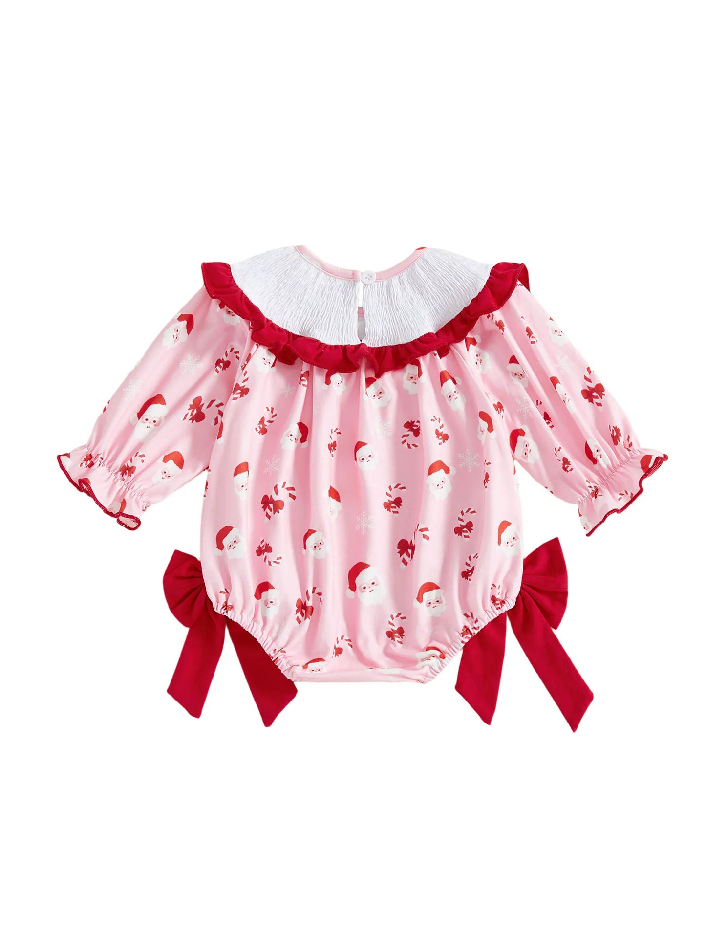 Baby Girls Christmas Letter Embroidered Romper with Bow (0-18M)