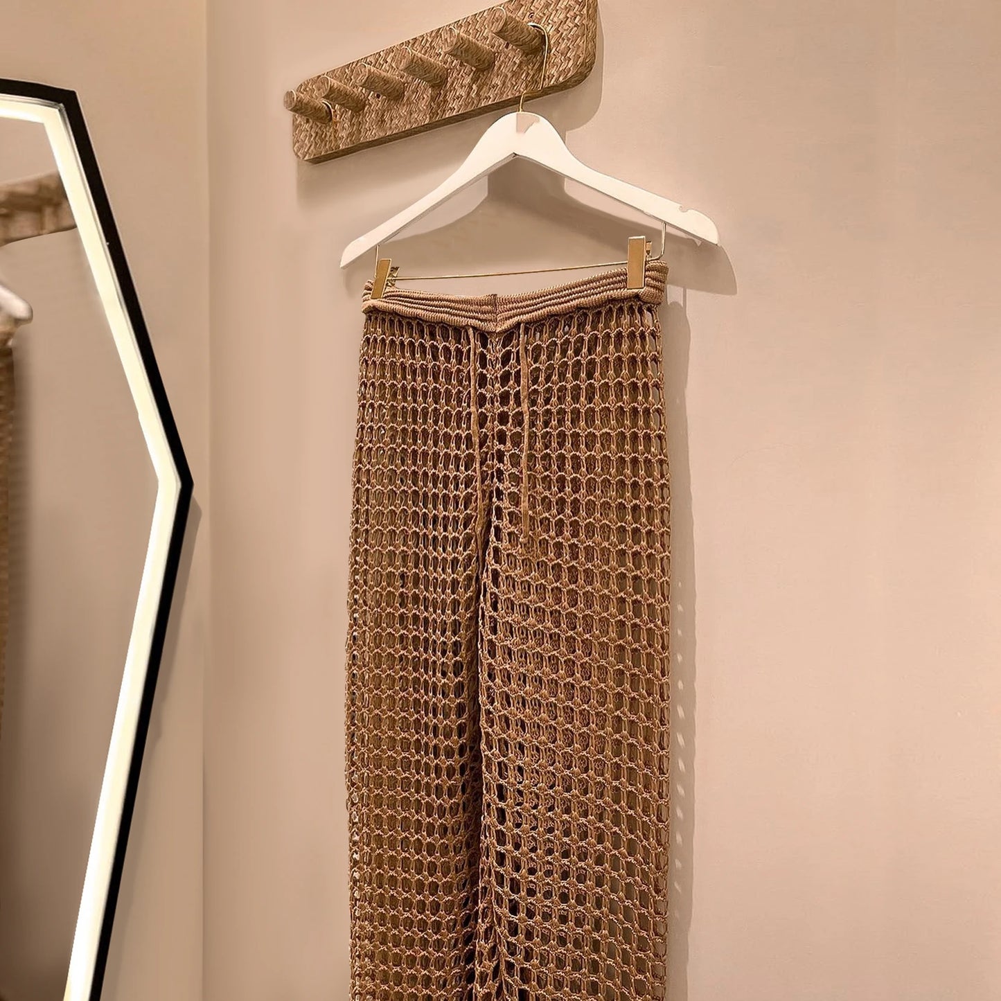 Elegant Wide Leg Knit Pants - Women's Summer Elastic Waist Trousers