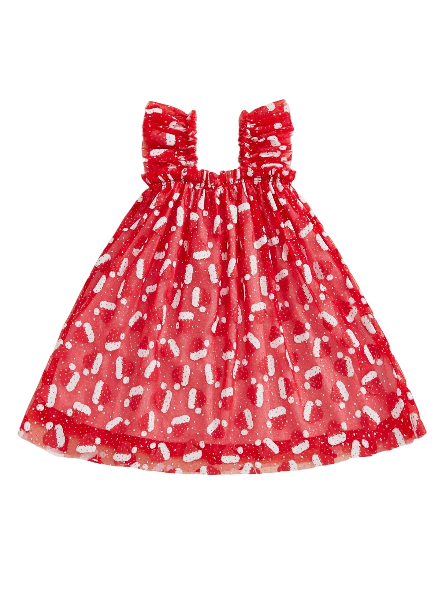 Toddler Girls' Christmas Tulle Dress - Santa Hat Print Sleeveless A-Line Party Dress