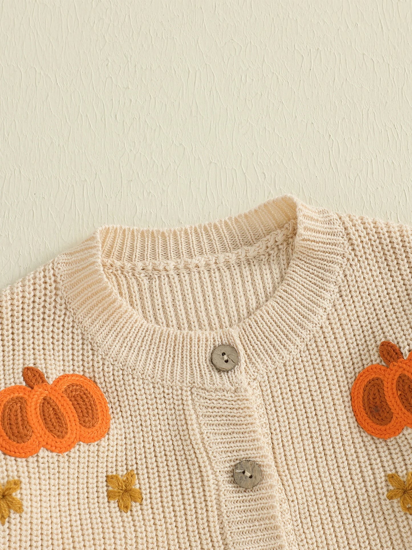 Toddler Halloween Cardigan - Pumpkin Embroidery Button Knit Sweater
