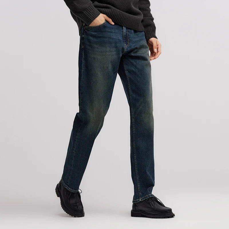 Vintage Loose Fit Jacquard Straight Leg Jeans - Men's Fashion Denim