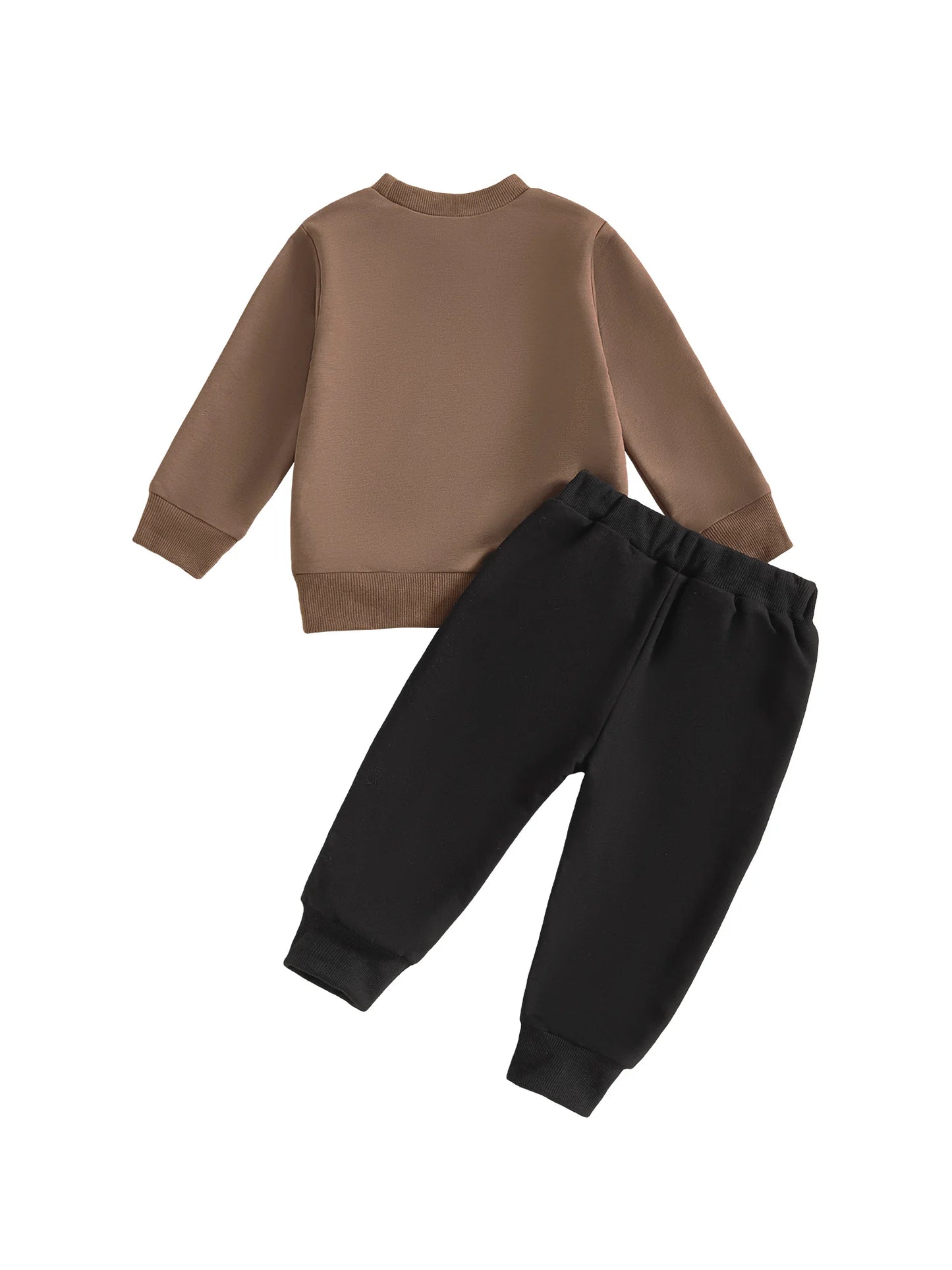 Baby Boys Autumn Winter Clothes Set - Long Sleeve Letters Printed Pullover Sweatshirt & Solid Color Pants