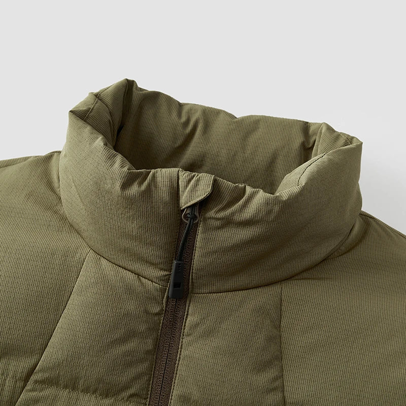 Down Jacket Men Textured Loose Fit Stand Collar Puffer Coat Winter Versatile Outerwear