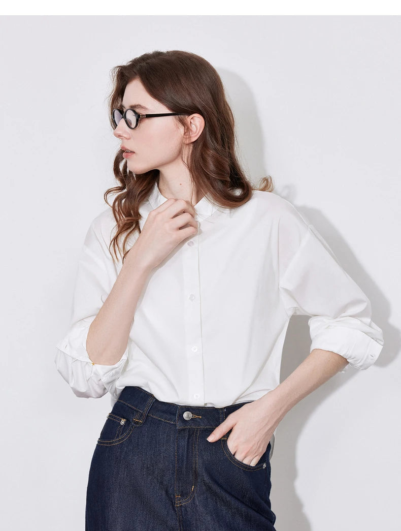 Women's Blouse Stand Collar Single Breasted Button  Shirt
