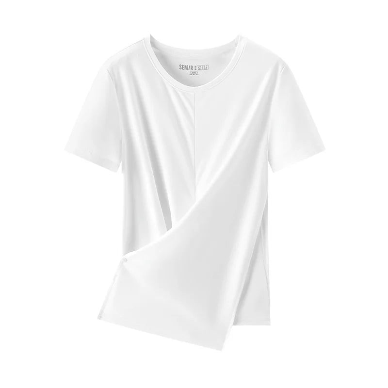 Women's Cropped Cotton T-Shirt - Split Hem Relaxed Fit Summer Top