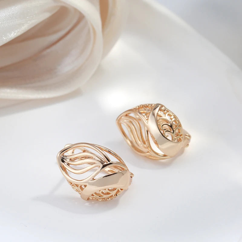 Glossy Dangle Earrings For Women 585 Rose Gold Colour