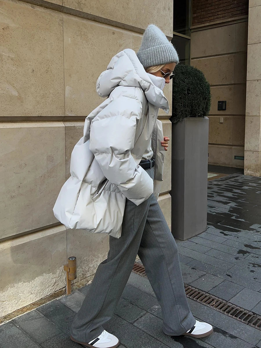 Women's Quilted Loose Parkas Cotton Puffer Jacket