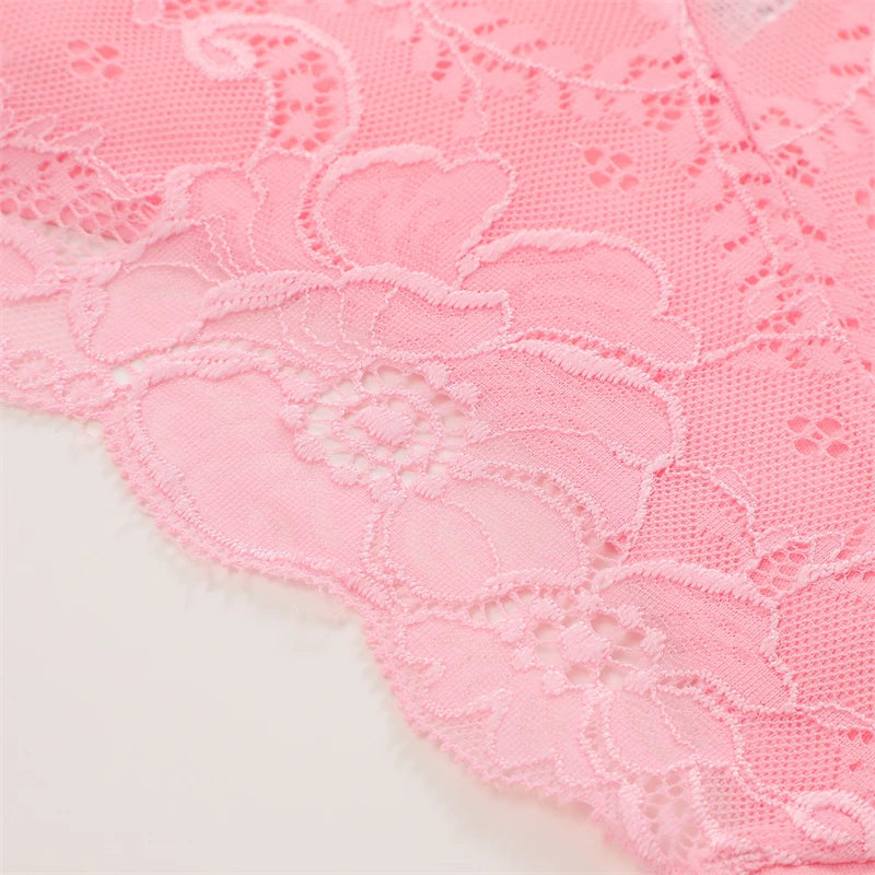 3PCS Women's Lace Floral Triple Belts - Low-Waist Perspective Briefs Soft Lingerie Underwear