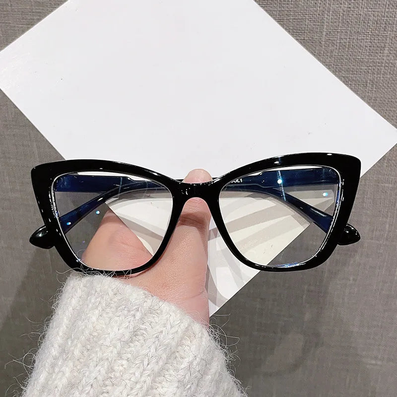 Women's Cat Eye Anti-Blue Light Glasses - Retro Flat Lens Prescription Compatible