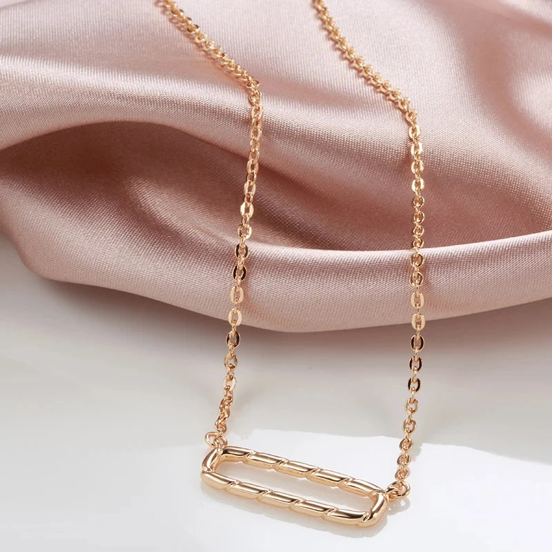 Glossy Geometry Pendant Necklace For Women Fashion 585 Rose Gold Colour