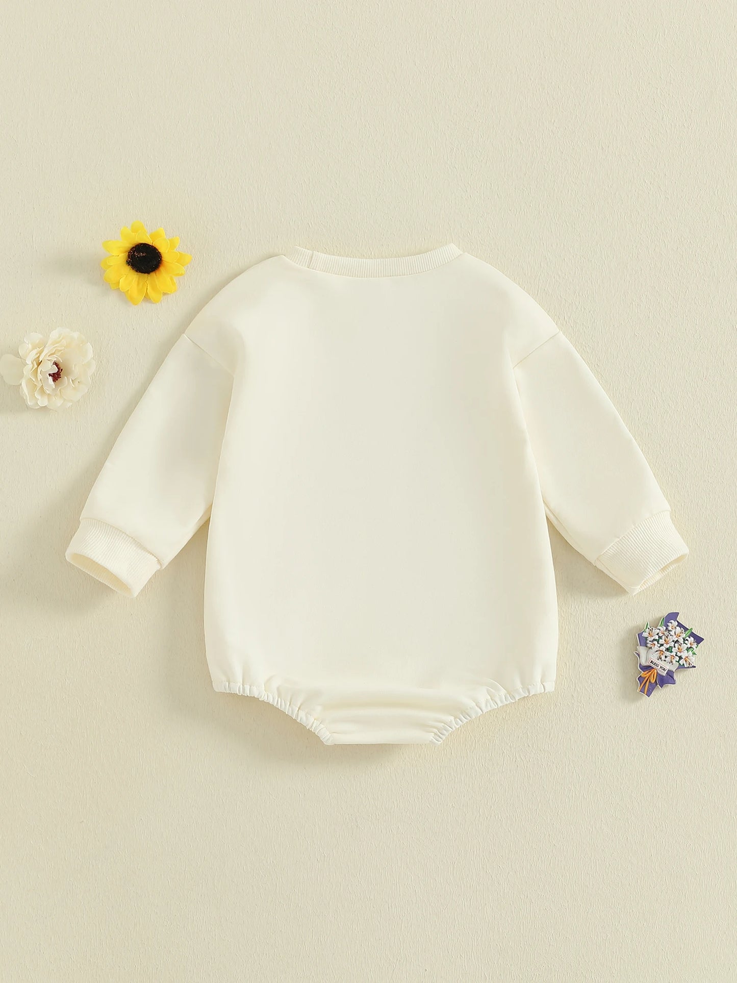Sister Matching Outfits - Floral Letter Print Romper & Sweatshirt Set