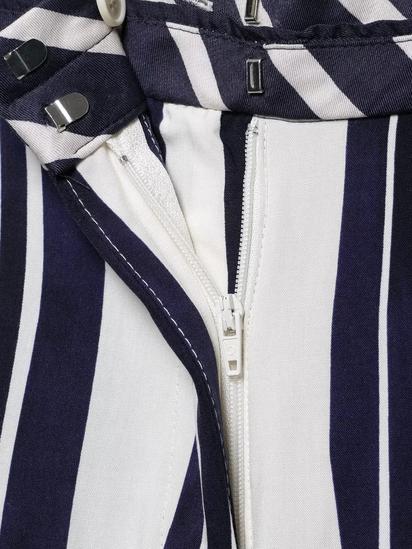 Women's Striped Collar Top & Mid Waist Loose Pants Set