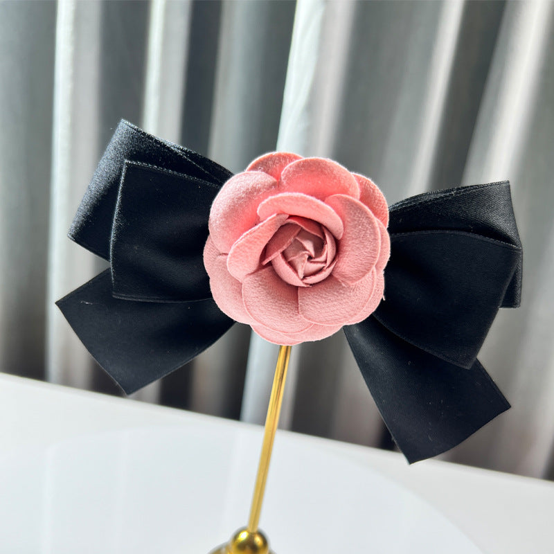 Elegant Camellia Flower Fabric Brooch - Fashion Bow Tie Pin for Women
