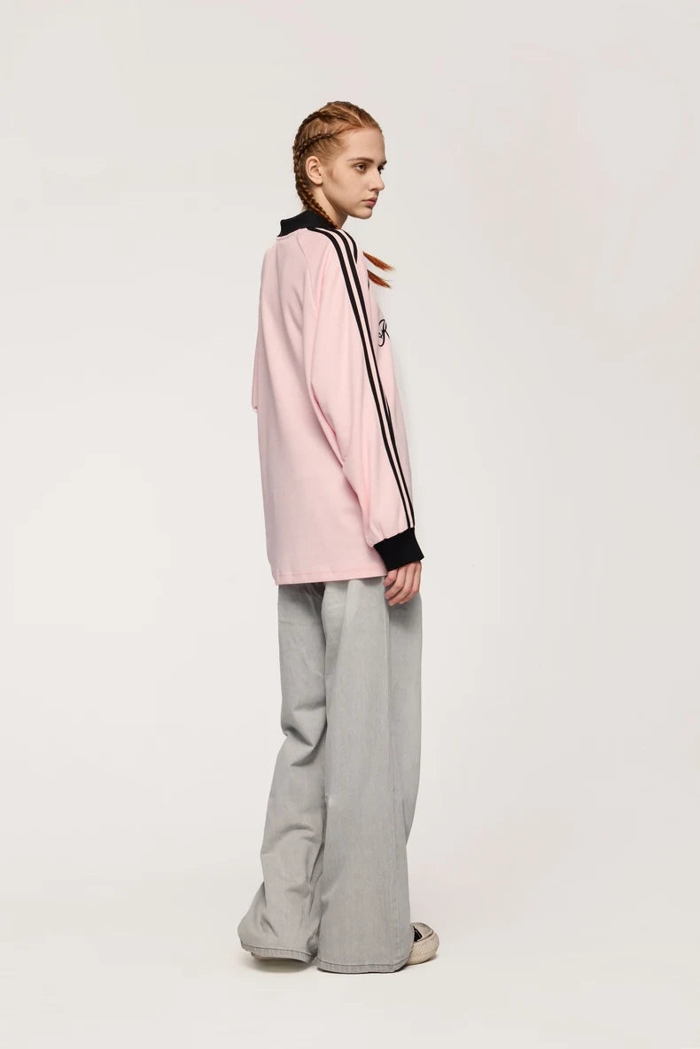 Unisex Streetwear POLO Trendy Oversized Colourblock Long-sleeved T-Shirt