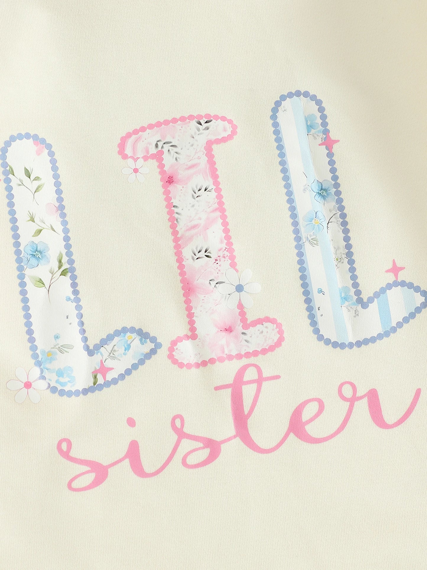 Sister Matching Outfits - Floral Letter Print Romper & Sweatshirt Set