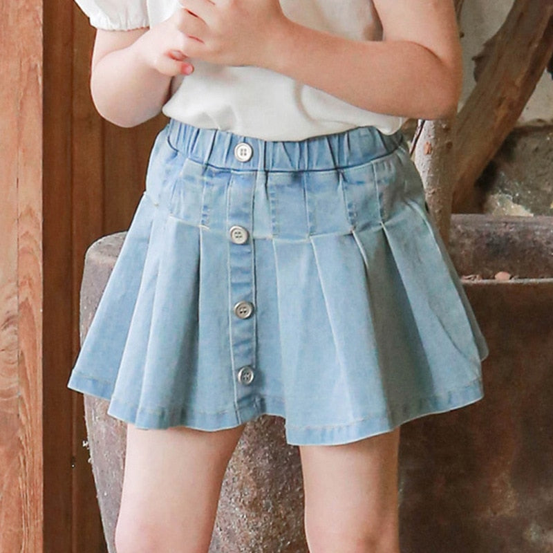 Girl's Denim Skirt with Shorts inside