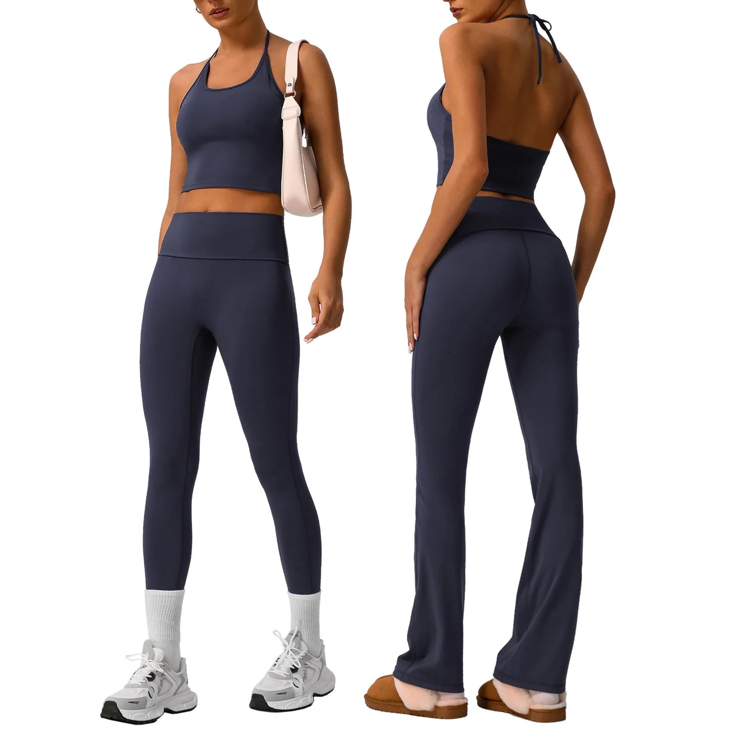 Women's Two Pieces Fitness Yoga Set Buttery Soft Gym Suit Breathable Quick Dry Running Sportswear Workout Sportswear