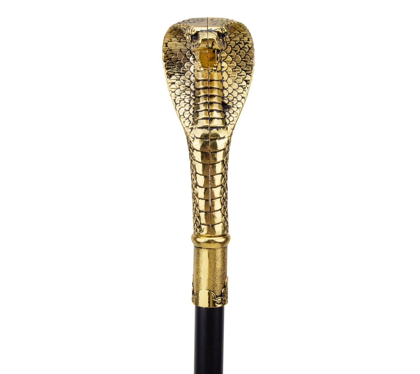 Luxury Snake Handle Walking Stick 93cm - Elegant Gold Black Decorative Cane